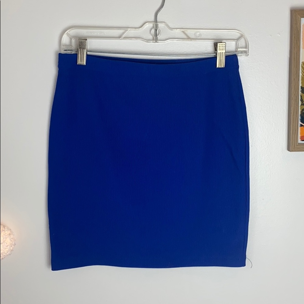 Royal blue fitted mini skirt